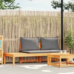 vidaXL - Tuinbank - Grijs - Acaciahout - Met tafel en kussens