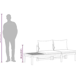 vidaXL - Tuinbank - Grijs - Acaciahout - Met tafel en kussens