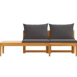 vidaXL - Tuinbank - Grijs - Acaciahout - Met tafel en kussens