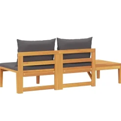 vidaXL - Tuinbank - Grijs - Acaciahout - Met tafel en kussens