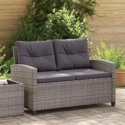 vidaXL - Tuinbank - Grijs - Poly rattan