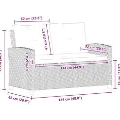 vidaXL - Tuinbank - Grijs - Poly rattan