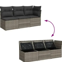 vidaXL - Tuinbank - Grijs - Poly rattan