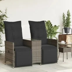 vidaXL - Tuinbank - Grijs - Poly rattan