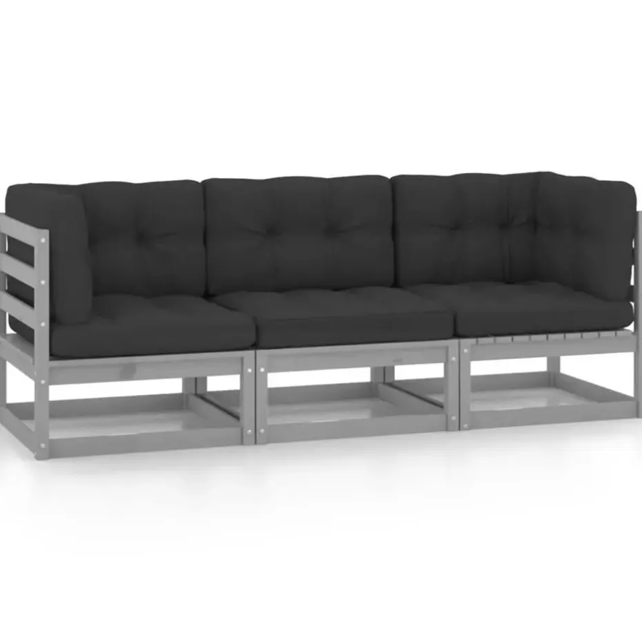 vidaXL - Tuinbank - Grijs - Grenenhout