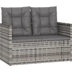 vidaXL - Tuinbank - Grijs - Poly rattan - 105 cm - Met Antraciet kussens