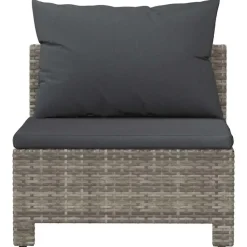vidaXL - Tuinbank - Grijs - Poly rattan - Met kussens
