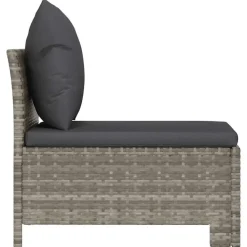 vidaXL - Tuinbank - Grijs - Poly rattan - Met kussens