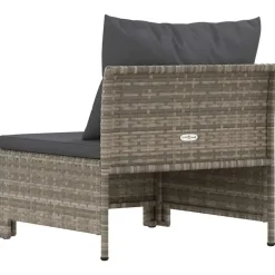 vidaXL - Tuinbank - Grijs - Poly rattan - Met kussens