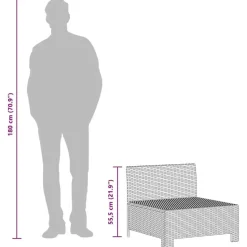 vidaXL - Tuinbank - Grijs - Poly rattan - Met kussens