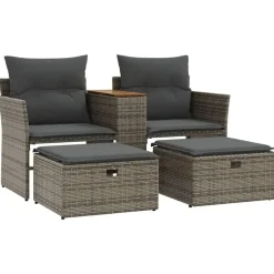 vidaXL - Tuinbank - Grijs - Poly rattan