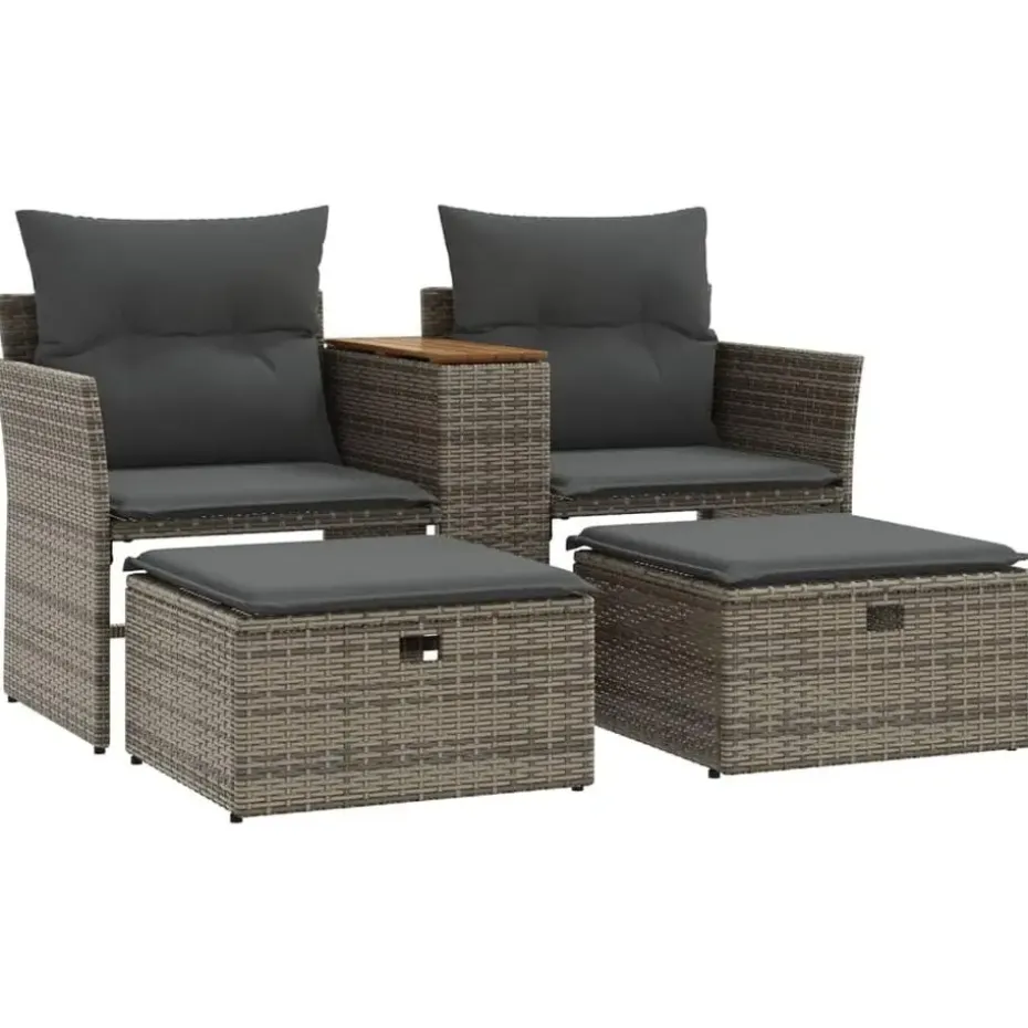 vidaXL - Tuinbank - Grijs - Poly rattan