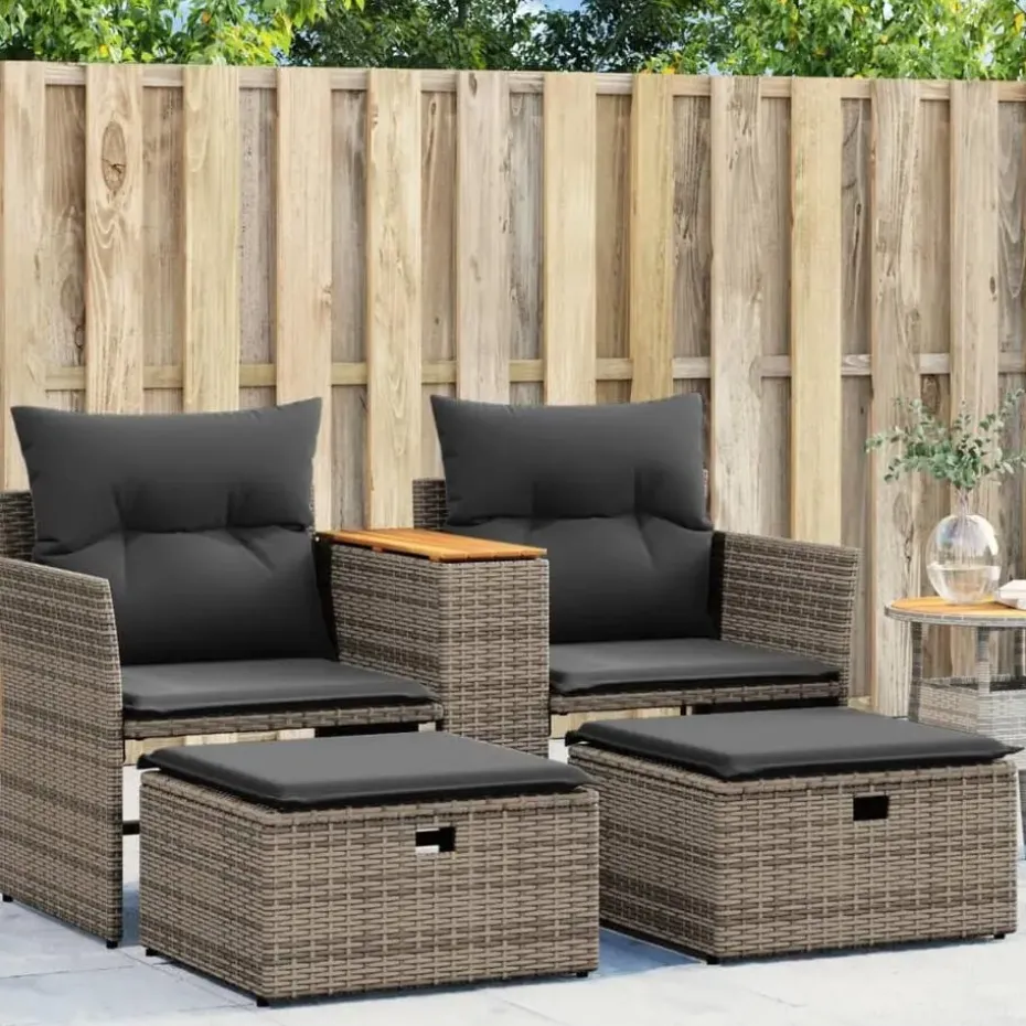 vidaXL - Tuinbank - Grijs - Poly rattan