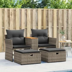 vidaXL - Tuinbank - Grijs - Poly rattan