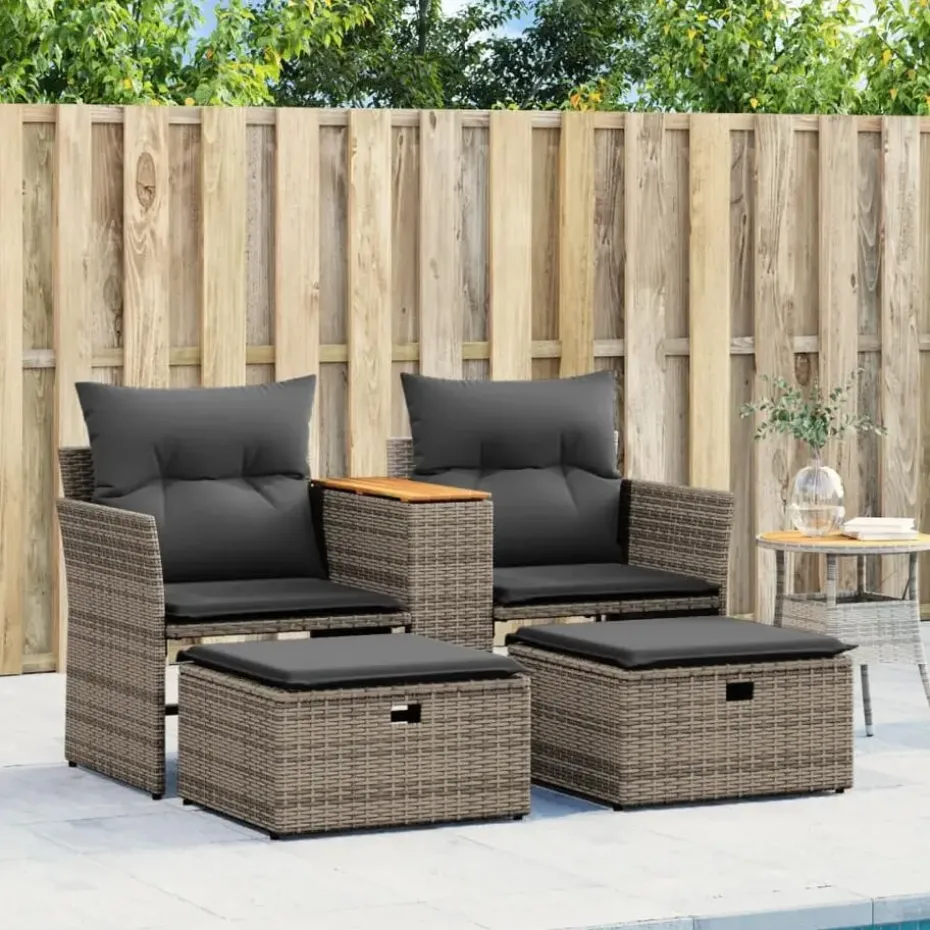 vidaXL - Tuinbank - Grijs - Poly rattan