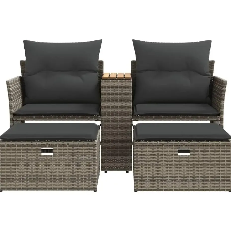 vidaXL - Tuinbank - Grijs - Poly rattan