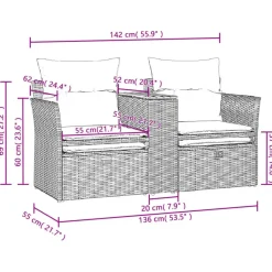 vidaXL - Tuinbank - Grijs - Poly rattan