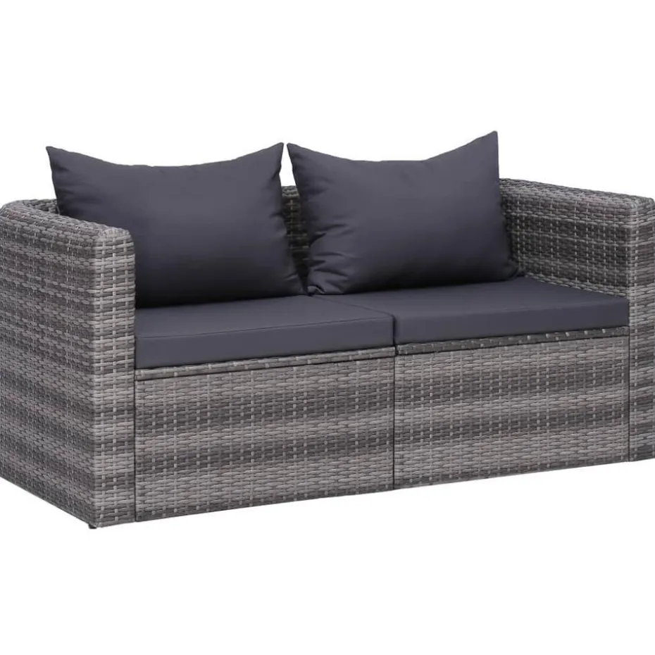 vidaXL - Tuinbank - Grijs - Polyetheen - 2 stuks