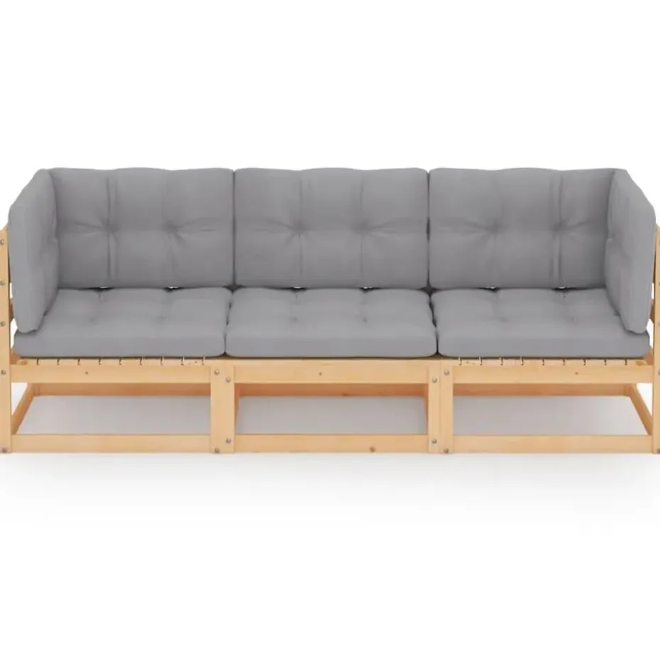 vidaXL - Tuinbank - Grijs - Grenenhout