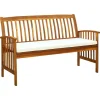 vidaXL - Tuinbank - Wit - Acaciahout - 147 cm - Met kussen