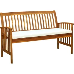 vidaXL - Tuinbank - Wit - Acaciahout - 147 cm - Met kussen