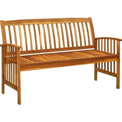 vidaXL - Tuinbank - Wit - Acaciahout - 147 cm - Met kussen