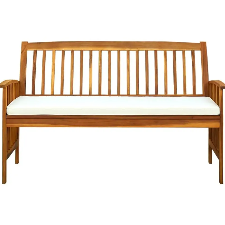 vidaXL - Tuinbank - Wit - Acaciahout - 147 cm - Met kussen