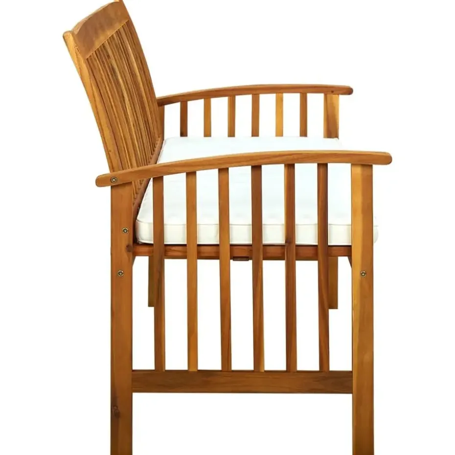 vidaXL - Tuinbank - Wit - Acaciahout - 147 cm - Met kussen