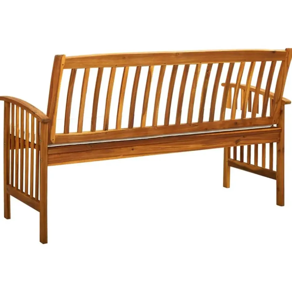 vidaXL - Tuinbank - Wit - Acaciahout - 147 cm - Met kussen