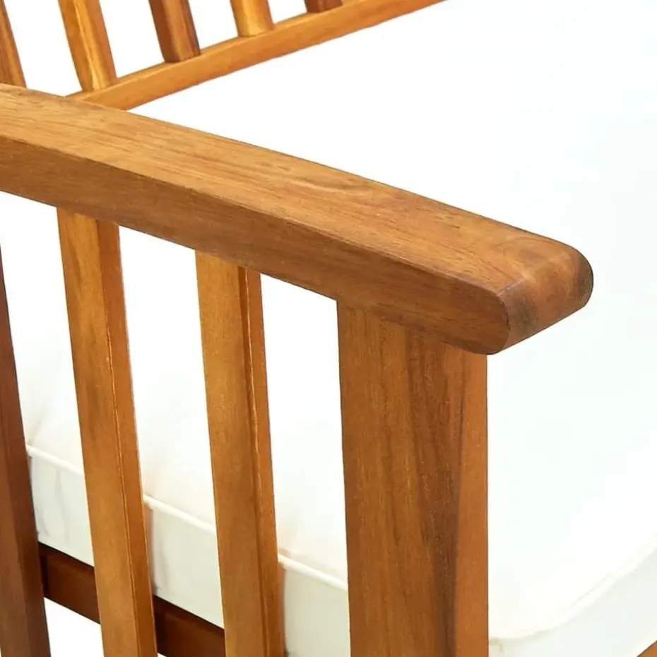 vidaXL - Tuinbank - Wit - Acaciahout - 147 cm - Met kussen