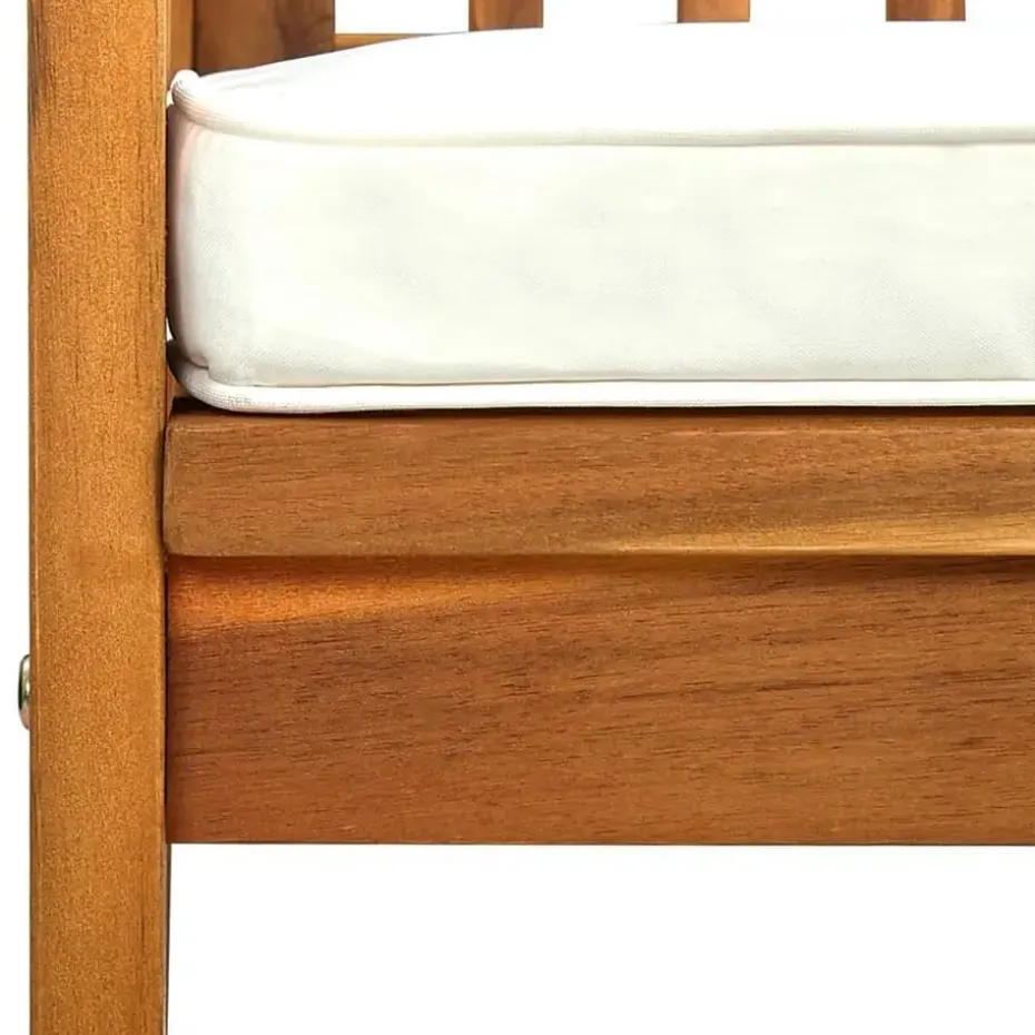 vidaXL - Tuinbank - Wit - Acaciahout - 147 cm - Met kussen