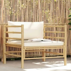 vidaXL - Tuinbank - Wit - Bamboe