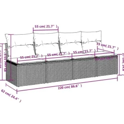 vidaXL - Tuinbank - Zwart - Poly rattan