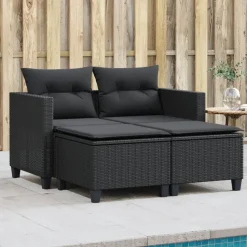 vidaXL - Tuinbank - Zwart - Poly rattan