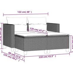 vidaXL - Tuinbank - Zwart - Poly rattan