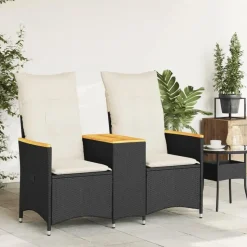 vidaXL - Tuinbank - Zwart - Poly rattan