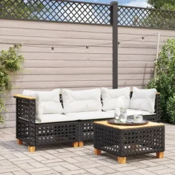 vidaXL - Tuinbank - Zwart - Poly rattan - 3 stuks
