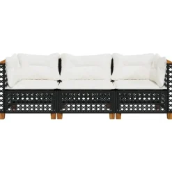 vidaXL - Tuinbank - Zwart - Poly rattan - 3 stuks