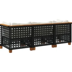 vidaXL - Tuinbank - Zwart - Poly rattan - 3 stuks