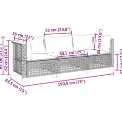 vidaXL - Tuinbank - Zwart - Poly rattan - 3 stuks