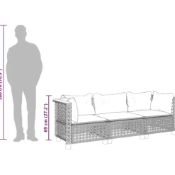 vidaXL - Tuinbank - Zwart - Poly rattan - 3 stuks