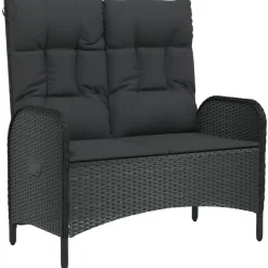 vidaXL - Tuinbank - Zwart - Poly rattan - 107 cm - Verstelbaar