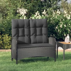 vidaXL - Tuinbank - Zwart - Poly rattan - 107 cm - Verstelbaar