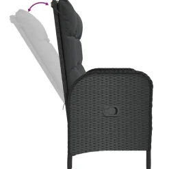 vidaXL - Tuinbank - Zwart - Poly rattan - 107 cm - Verstelbaar