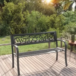 vidaXL - Tuinbank - Zwart - Staal - 125 cm