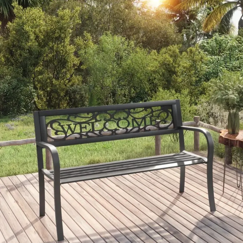 vidaXL - Tuinbank - Zwart - Staal - 125 cm