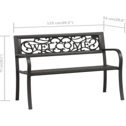 vidaXL - Tuinbank - Zwart - Staal - 125 cm