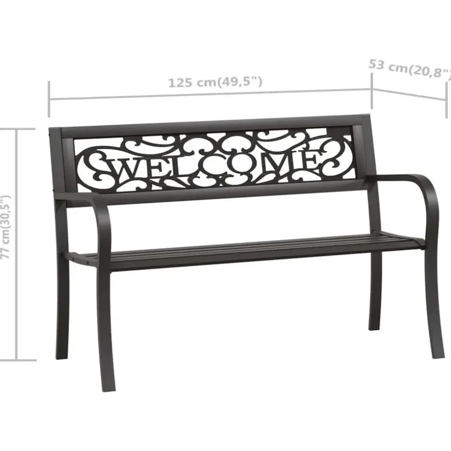 vidaXL - Tuinbank - Zwart - Staal - 125 cm