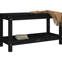 vidaXL - Tuinbank - Zwart - Grenenhout - 82.5 x 35 x 45 cm