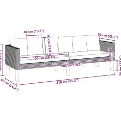 vidaXL - Tuinbank - Zwart - Poly rattan